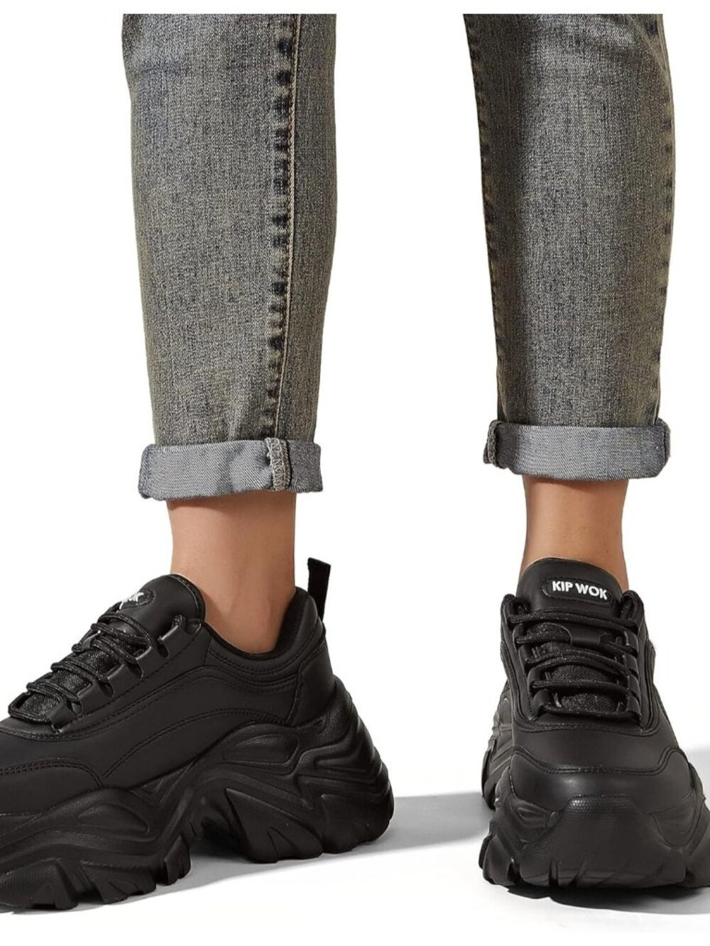 Women's Black Leather Fashion Platform Comfortable Wedge Walking Sneakers Shoes - Picture 2 of 6